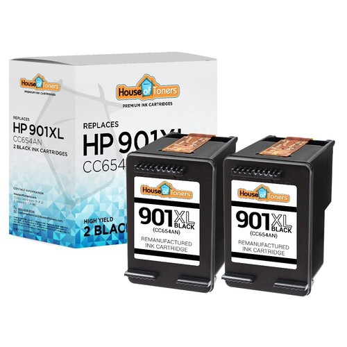 2pk fits 901xl black ink - black,