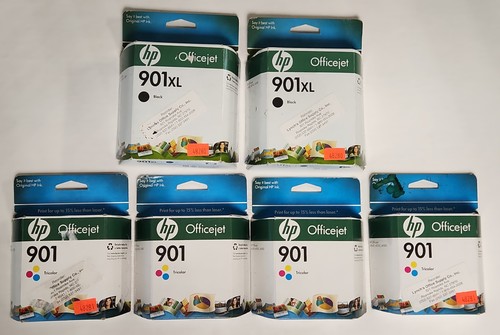 Lot genuine hp 901xl - lot, 6
